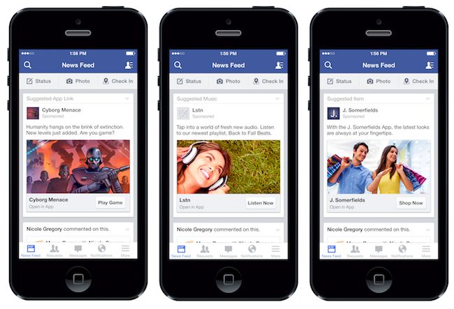 facebook news feed auf drei iphones