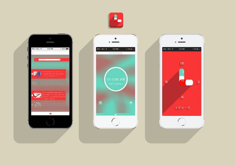 drei iphones mit benutzeroberflaeche einer app