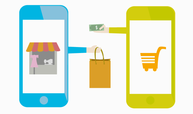 darstellung mobile shopping auf zwei smartphones