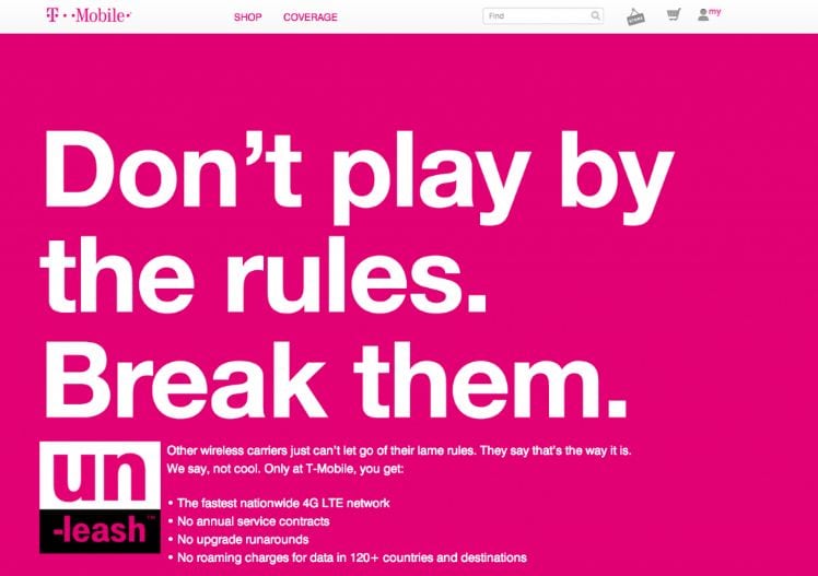 Aufschrift Dont play by the rules. Break them. In weisser schrift mit pinkem Hintergrund