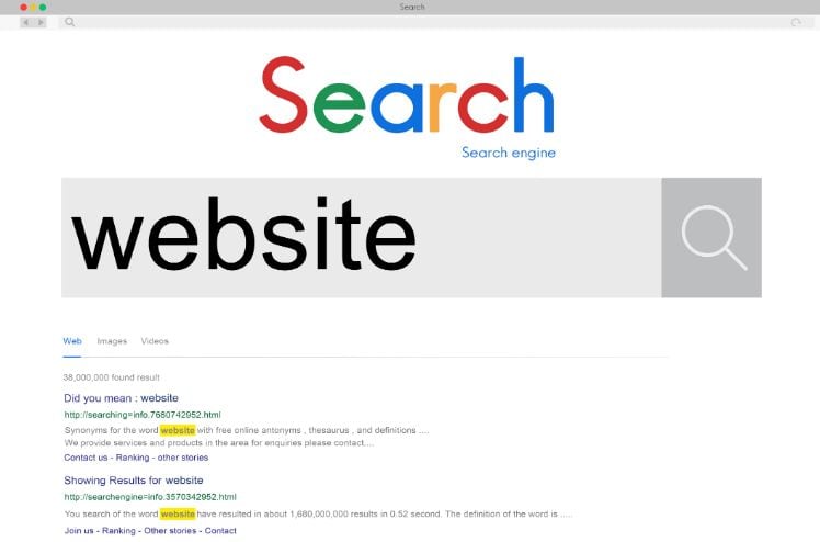 screenshot von suchmaschine mit einem Fehler