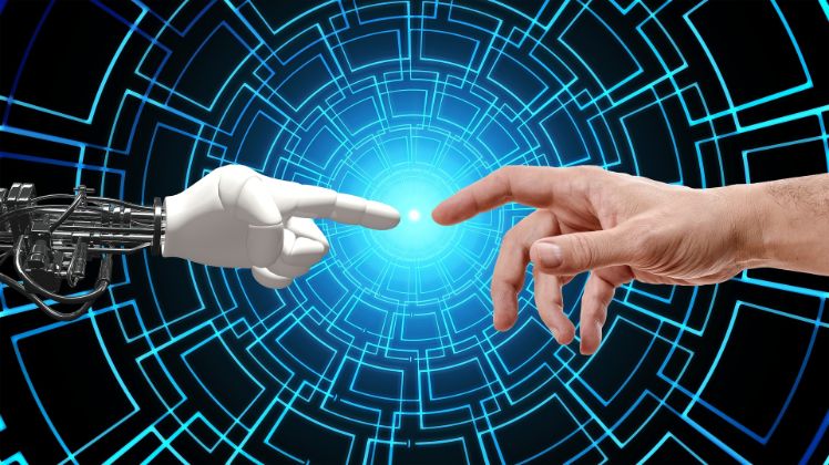 roboterhand und menschenhand