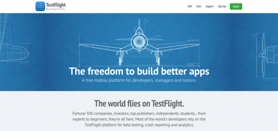 TestFlight website homepage 