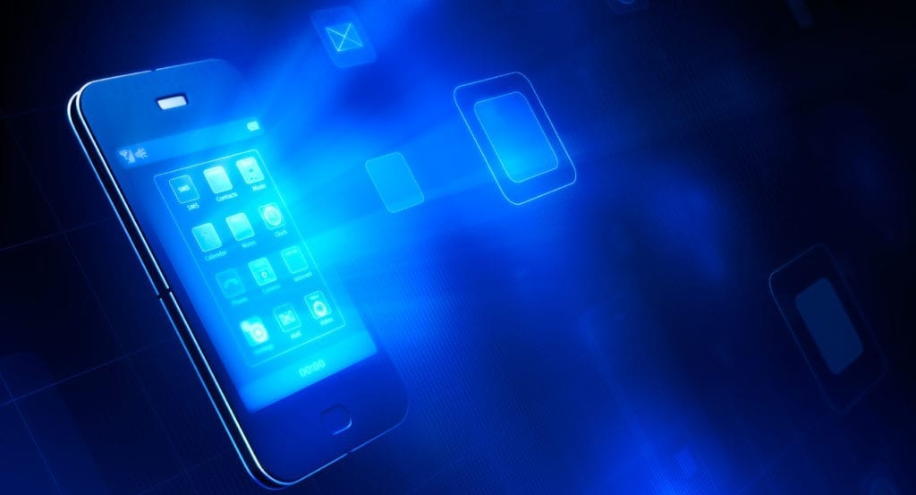 smartphone with blue lights
