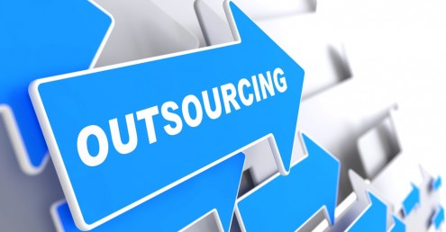 blue sign with outsourcing