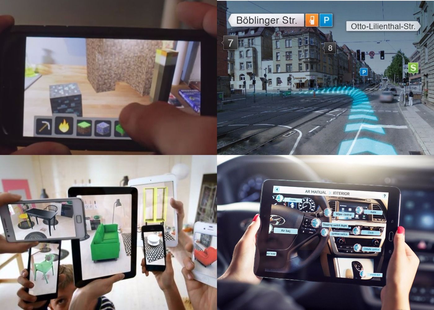 four examples of augmented reality with mobile devices