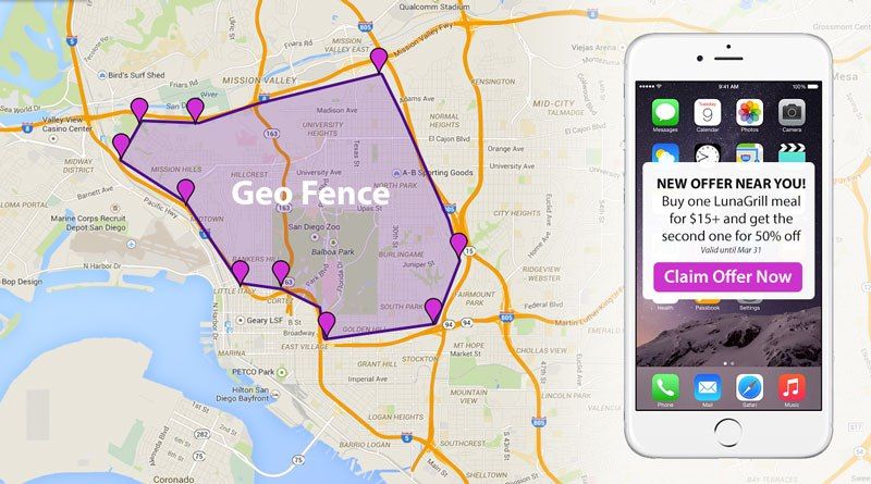 smartphone with map and Geo Fence