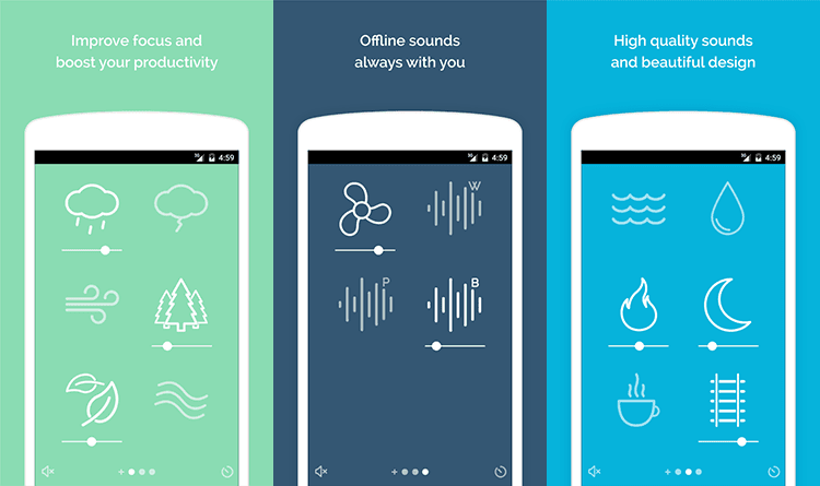 three images describing noisli app