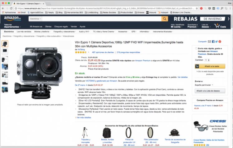 screenshot of Amazon page