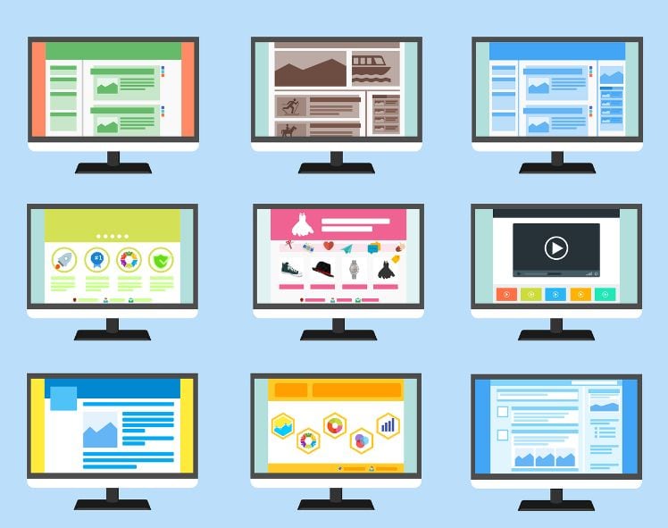 illustration of different types of websites