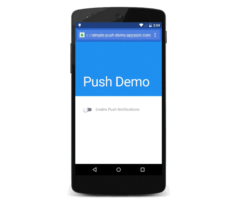 animated demo on how to enable push notifications on a smartphone
