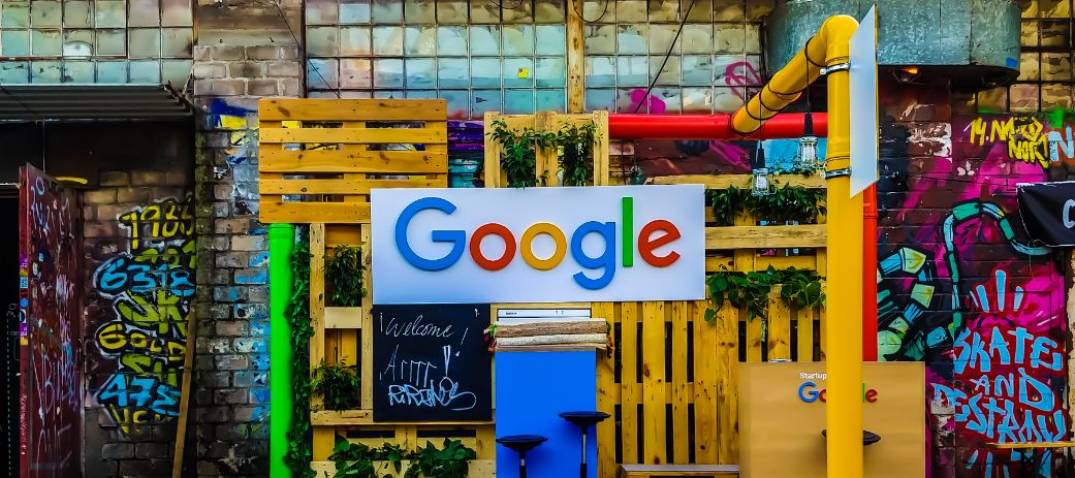 Google's logo on a wall