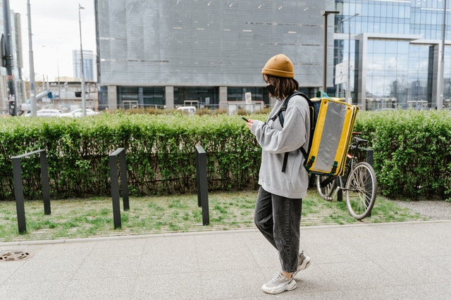Rider working with a smartphone Rider working with a smartphone