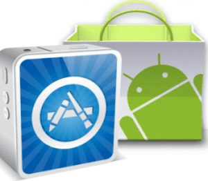 appstore logo et sac avec logo android