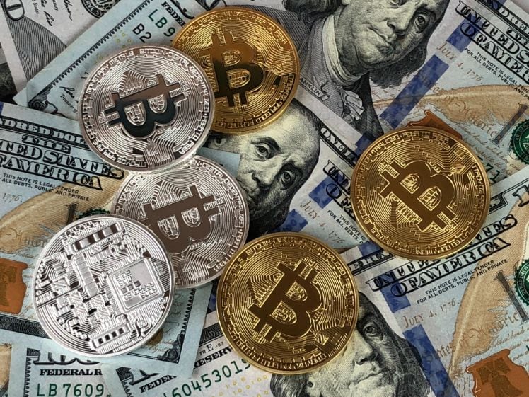 cryptomonnaie et bitcoins sur dollars
