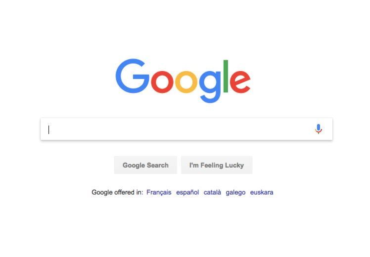 Pagina principale del motore di ricerca di Google 