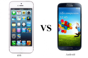 dois smartphones com diferentes sistemas operacionais
