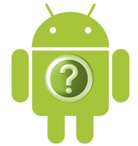 logotipo android com ponto de interrogação