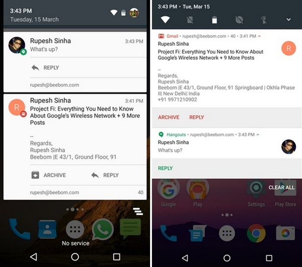 Android 7.0 Nougat notifications